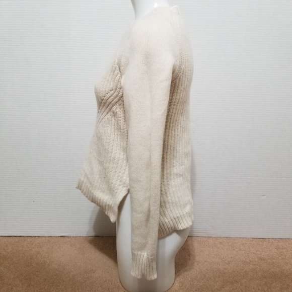 J.Crew sweater Small Lambswool Pointelle pullover knit side split 100% wool - Picture 2 of 16